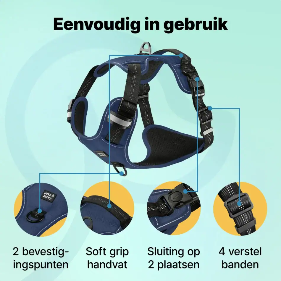 jakejacky hondentuigjes blauw s3 blauw