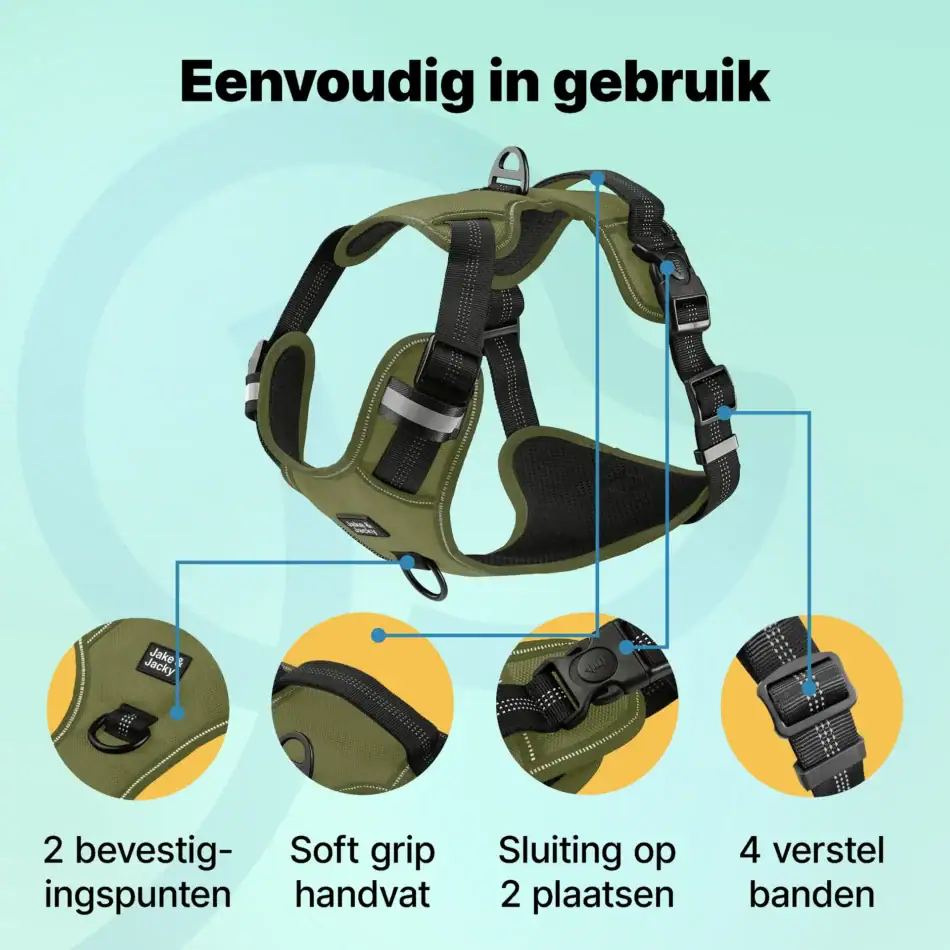 jakejacky hondentuigjes groen s3 groen