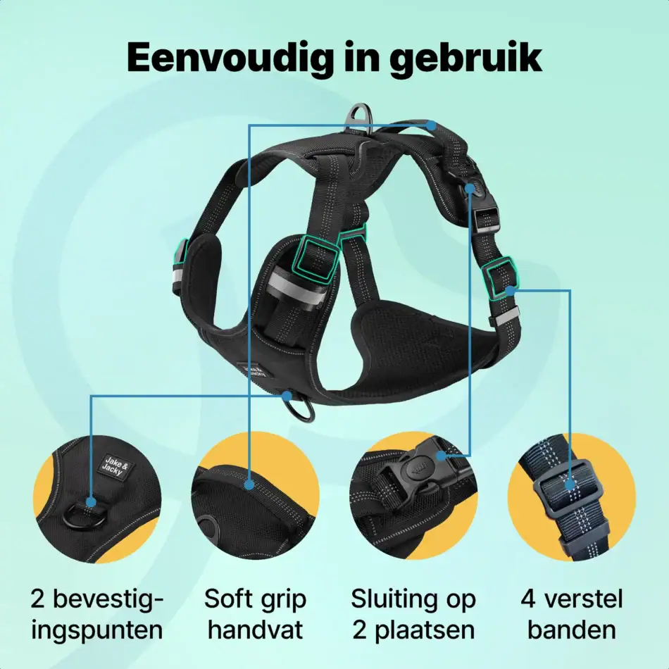 jakejacky hondentuigjes zwart xl 23 zwart