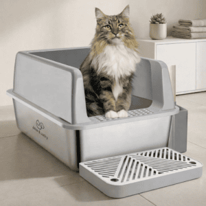 kattenbak rvs open grijs