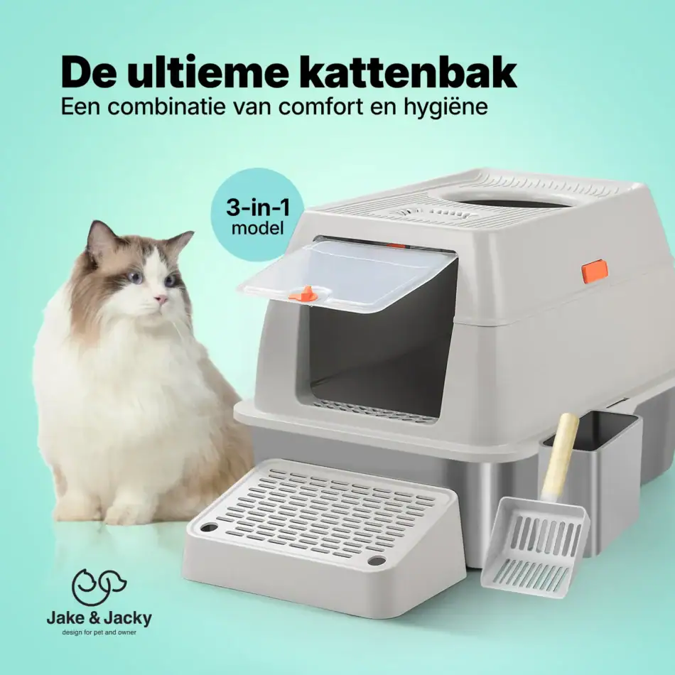kattenbak rvs hop in