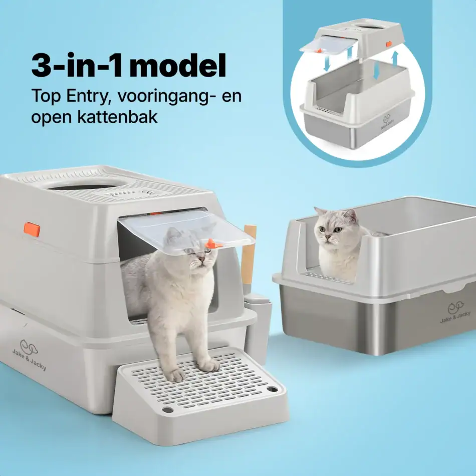 kattenbak rvs hop in