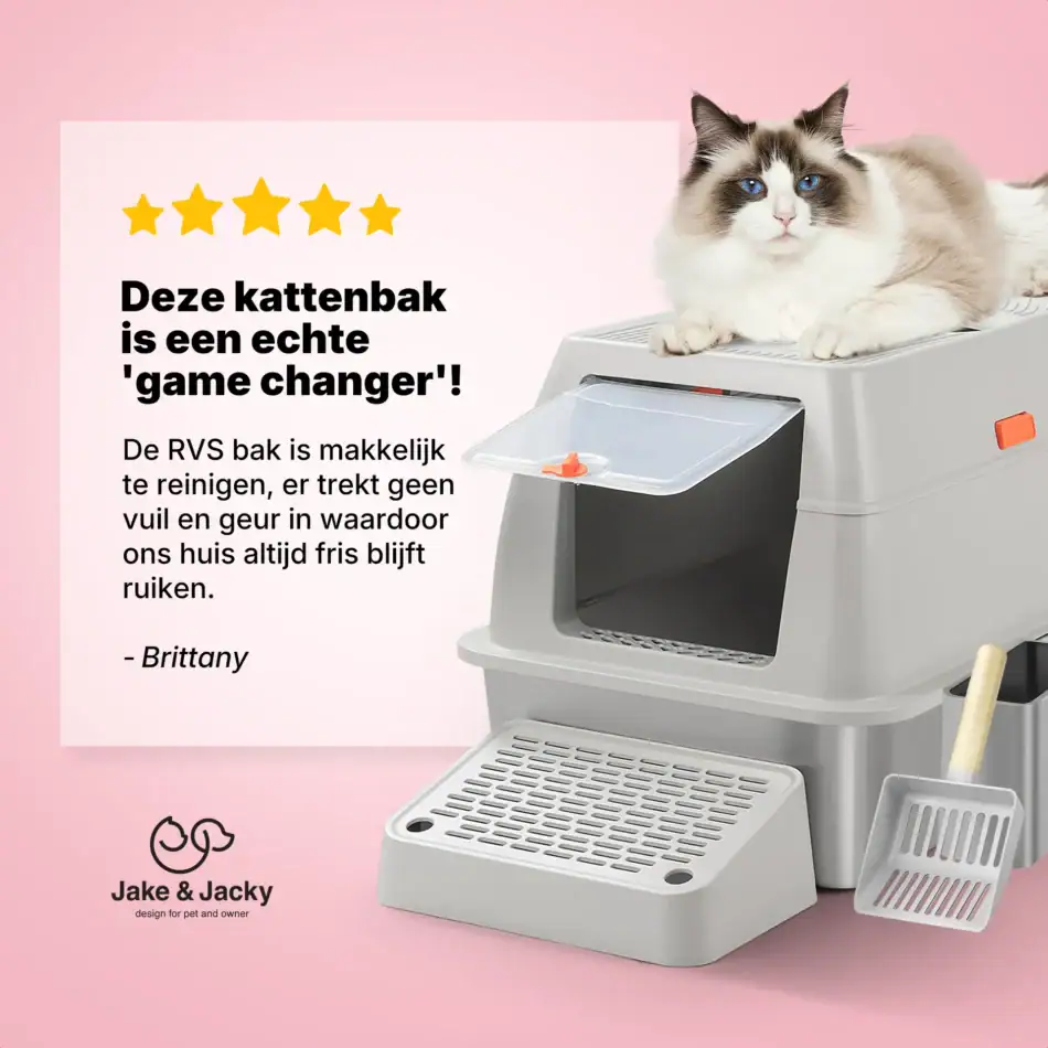 kattenbak rvs hop in
