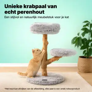 jake and jacky krabpaal voor katten hout pluche stof jute lichtgrijs 50x50x75cm