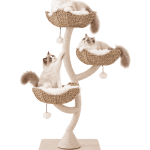 Luxe krabpaal hout - Drie ligmanden - Beige/Wit