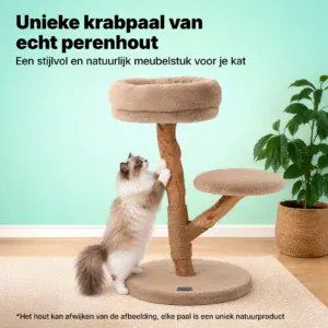Jake & Jacky luxe houten krabpaal beige