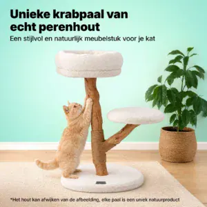 Jake & Jacky luxe houten krabpaal wit